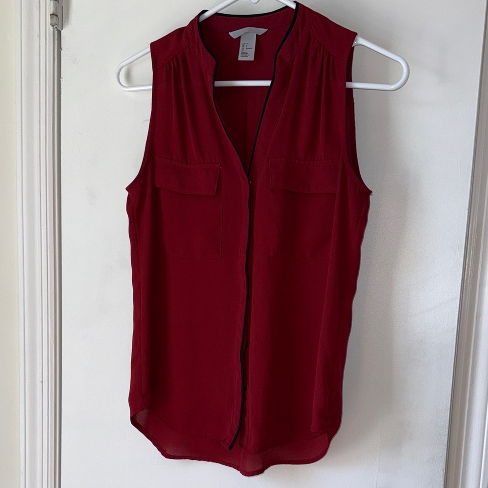 H&M Deep Red Sleeveless Blouse